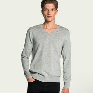 Scotch & Soda True Gentleman Men's Grey 100% Cotton V-Neck Sweater Size L